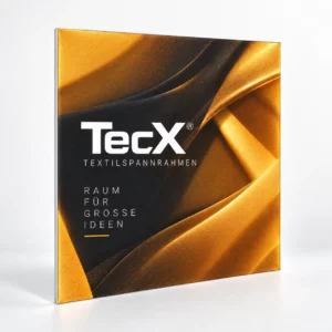 Textilspannrahmen von TecX mit schmalem Aluminiumprofil und faltenfrei gespanntem Textildruck, Wandrahmen nach Maß